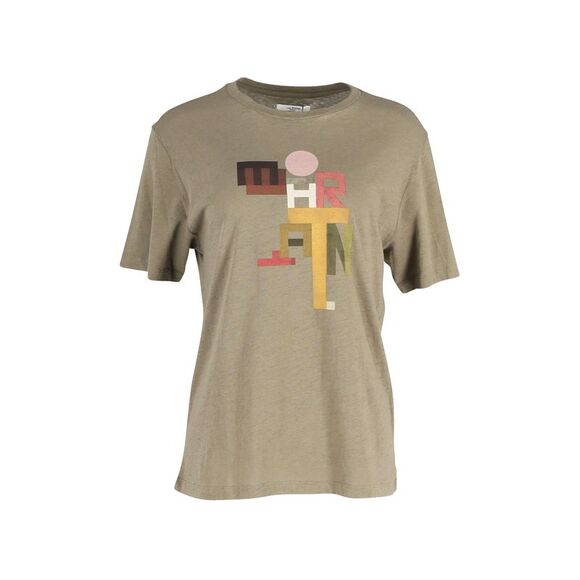 Isabel Marant Graphic Zewel T-Shirt in Olive Cotton - Picture 1 of 3